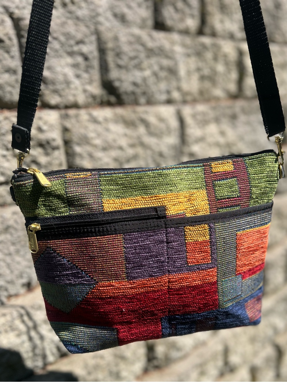 Danny K Fiesta Print Tapestry Crossbody Bag - Multicolor- Made in USA